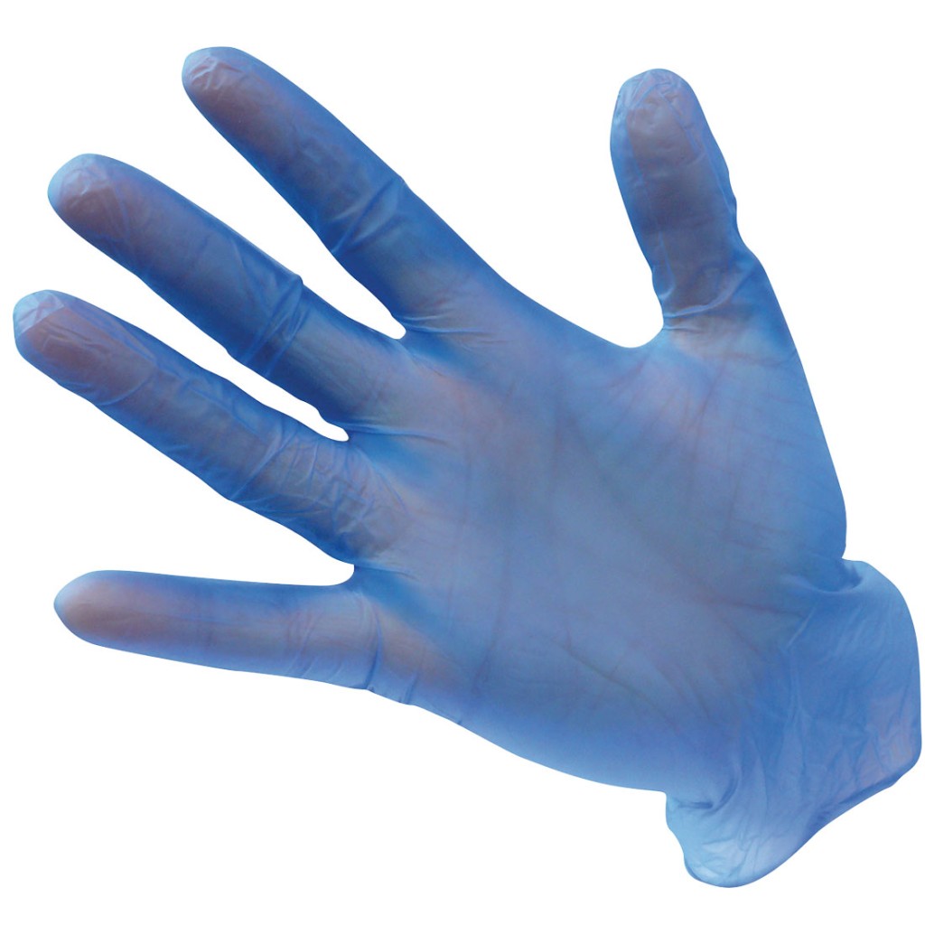 A pair of disposable nitrile gloves with a textured fingertip for grip, offering protection against chemicals and contaminants.