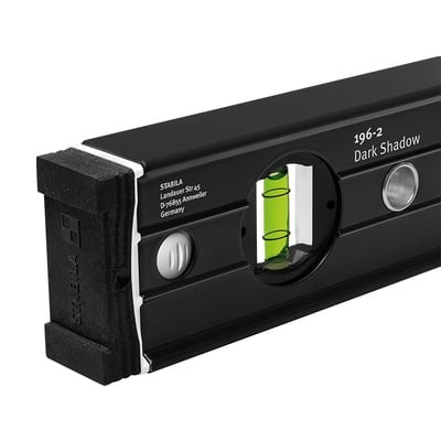 A Stabila 40cm spirit level with an extruded aluminium body and accurate vials, for checking horizontal and vertical alignment.