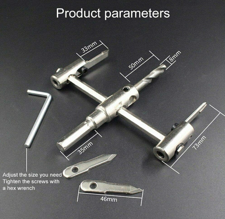 Adjustable Hole Cutter Circle Hole Saw Drill Bit Round Cutting Wood Cutter 40-300mm