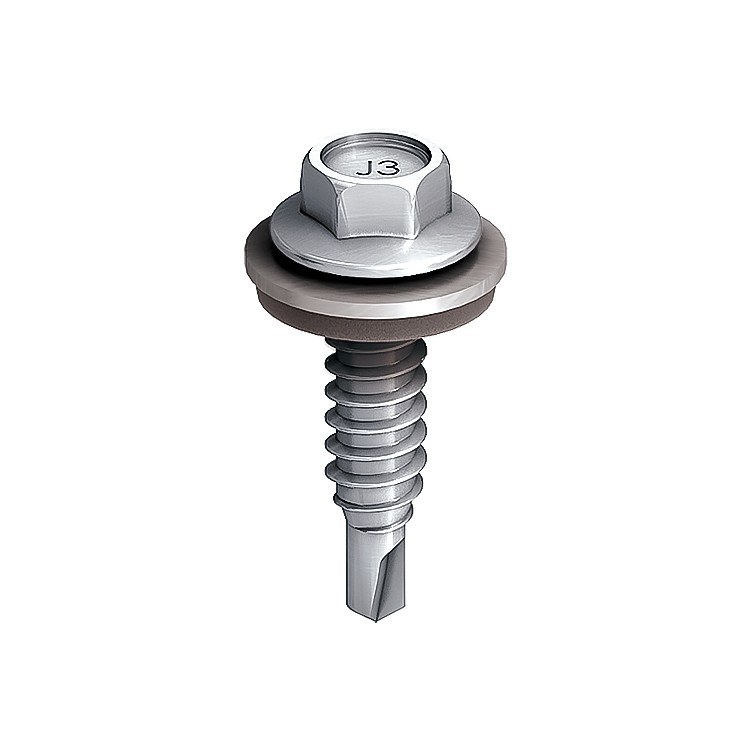 A steel 6.3×25mm self-drilling screw with a sharp drill-point tip and spiral threads along the shaft, suitable for fixing into steel framing.
