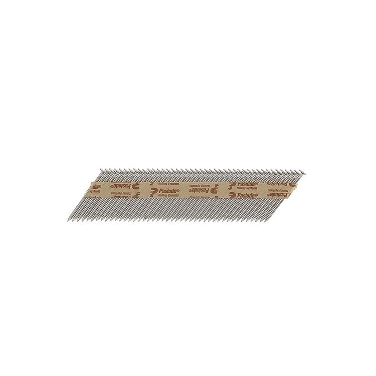 A stainless steel ring-shank nail with annular rings along the shaft for enhanced withdrawal resistance in timber framing.,