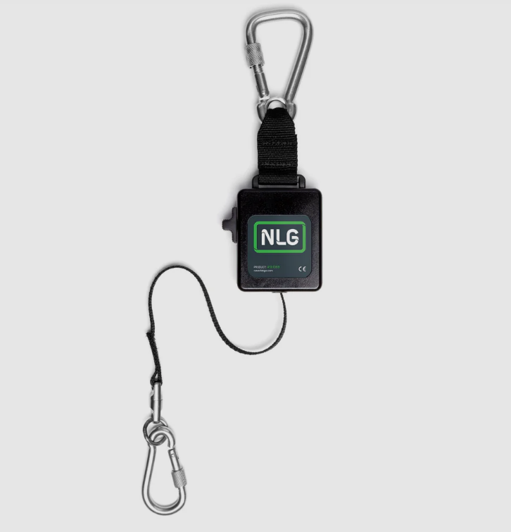 A fall-arrest safety harness or lanyard with energy-absorbing components, for working at height in compliance with safety regulations.