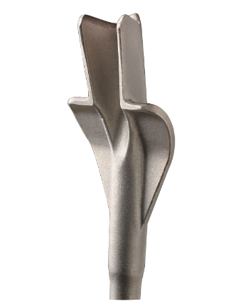 A hardened steel SDS demolition chisel with a wide flat blade, designed for use with SDS rotary hammers to break out tiles, mortar, and concrete.