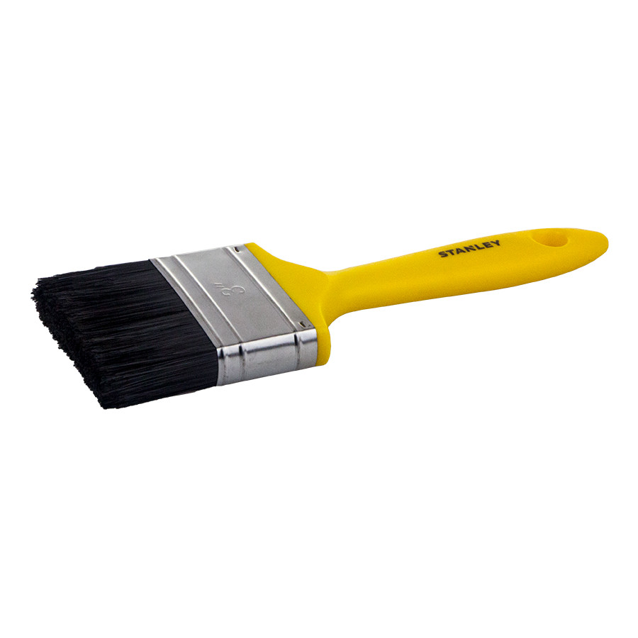 A brush with natural or synthetic bristles and an ergonomic handle, for applying coatings or cleaning surfaces.