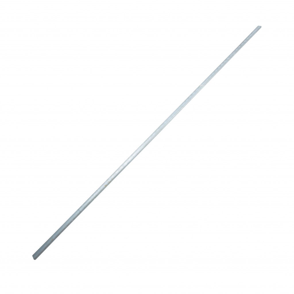 A long, thin metal rod placed diagonally on a white background.