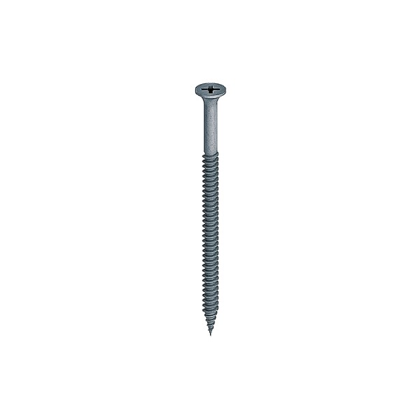 A steel screw with a threaded shaft and sharp point, for general-purpose fastening applications.
