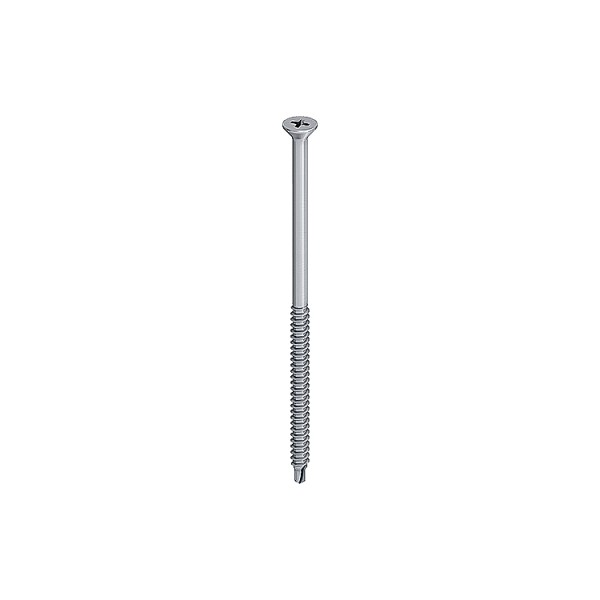 A steel screw with a threaded shaft and sharp point, for general-purpose fastening applications.