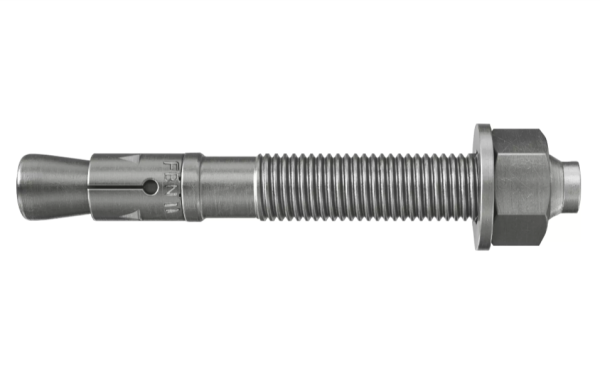 A metal expansion bolt anchor with a threaded shaft, hex nut, and washer, designed for securing heavy loads to concrete or masonry surfaces.