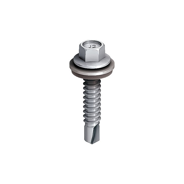 A steel self-drilling screw with a sharp drill-point tip and spiral threads along the shaft, suitable for fixing into steel framing.