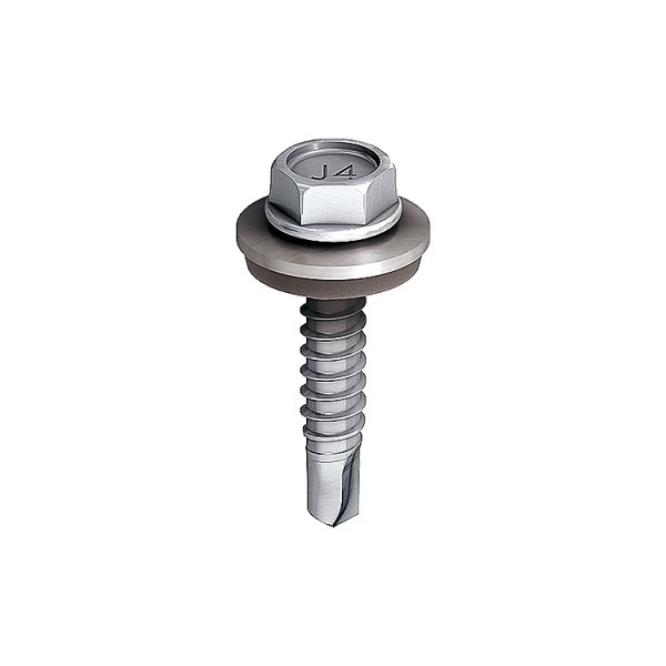 A steel 4.8×19mm self-drilling screw with a sharp drill-point tip and spiral threads along the shaft, suitable for fixing into steel framing.