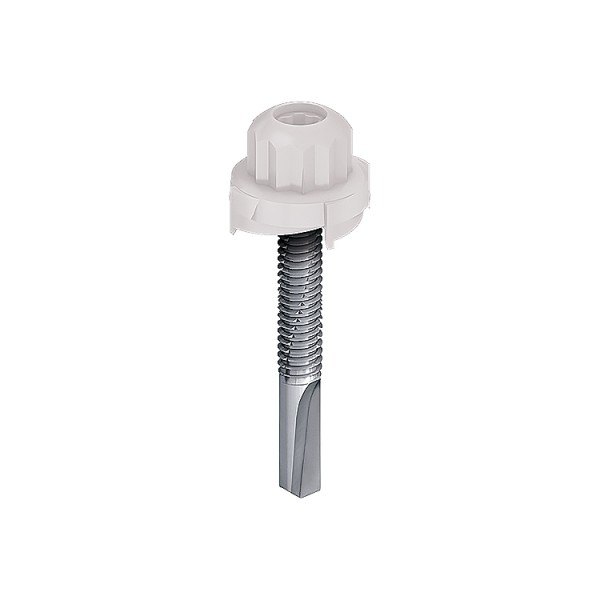 A steel 5.5×40mm self-drilling screw with a sharp drill-point tip and spiral threads along the shaft, suitable for fixing into steel framing.