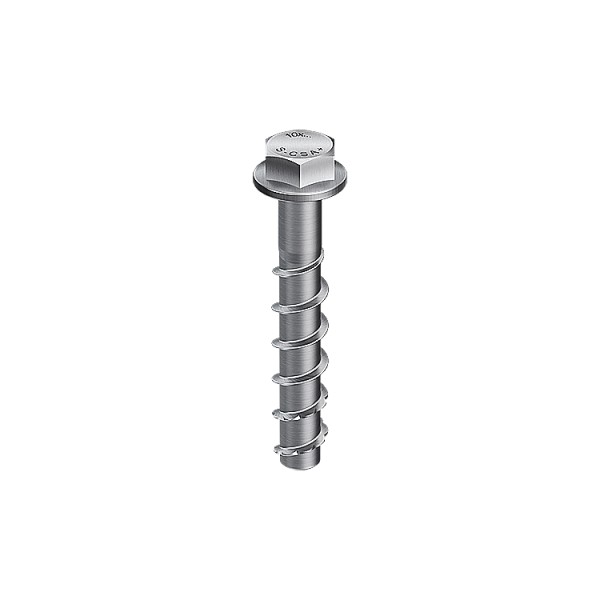 A steel masonry screw with a specially hardened thread, designed for direct fixing into concrete, brick, and block without a plug.
