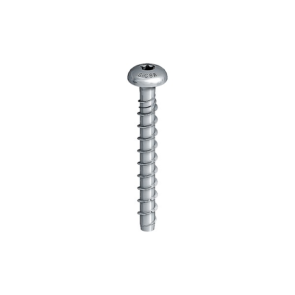 A steel masonry screw with a specially hardened thread, designed for direct fixing into concrete, brick, and block without a plug.