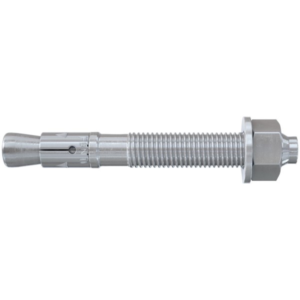 A metal M12 expansion anchor with a threaded shaft, hex nut, and washer, designed for heavy-duty fixing into concrete or masonry surfaces.