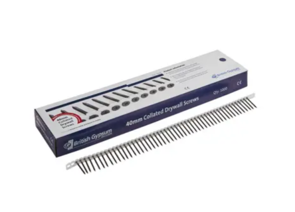 box of british gypsum collated drywall screws,