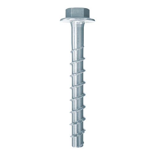 A silver metal screw with a hexagonal head and a partially threaded shank, designed for use in construction or carpentry.