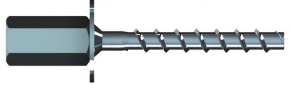 A bright zinc plated concrete screw anchor with a hex head with a partially threaded shaft and a drill point tip, designed for direct fixing into pre-drilled holes in concrete or masonry.