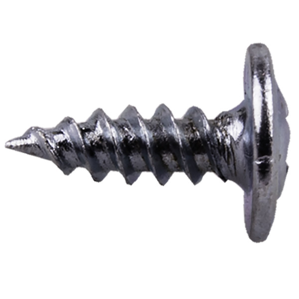A bright zinc plated wafer head drywall screw with a bugle head and fine threads, designed for fixing plasterboard to timber or metal studwork.