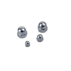 An A4 stainless steel dome nut with a smooth rounded cap that covers the exposed thread end for a finished appearance.,