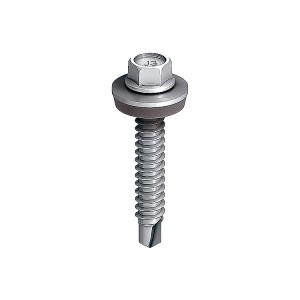 A stainless steel screw with a threaded shaft and sharp point, for general-purpose fastening applications.