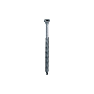 A steel screw with a threaded shaft and sharp point, for general-purpose fastening applications.