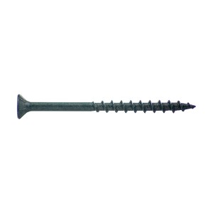 An A2 stainless steel 4.2×63mm decking screw with a twin-start thread and a self-countersinking head, designed for fixing timber decking boards.