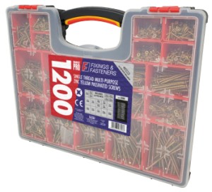 A steel wood screw with coarse thread and a sharp point, designed for fixing into timber and engineered boards.