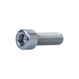 A close-up of a metal hex socket cap screw with a cylindrical head and threaded body, shown against a white background.