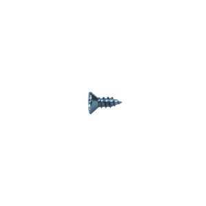 A bright zinc plated countersunk head screw with a threaded shaft and sharp point, for general-purpose fastening applications.