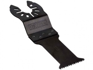 A yellow and black DEWALT cordless multi-tool with oscillating action and a universal blade mount, for sanding, cutting, and scraping.