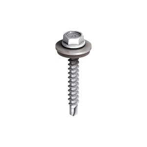 A steel 4.9×35mm self-drilling screw with a sharp drill-point tip and spiral threads along the shaft, suitable for fixing into steel framing.