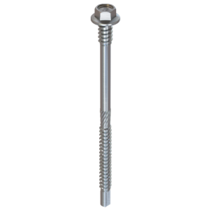 A single metallic screw with a hexagonal head and partial threading along the shaft, shown against a plain light background.