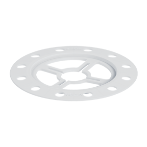 A steel flat washer with a central hole for use with a bolt or screw to distribute clamping load and protect the mating surface.,