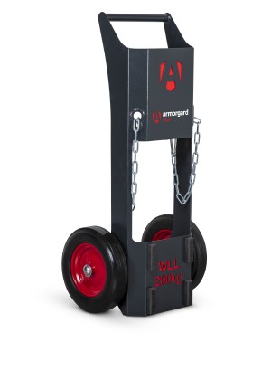 A steel Armorgard heavy-duty site storage unit with a steel construction, secure locking, and a load-rated base.
