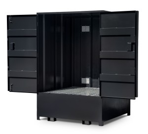 A steel Armorgard heavy-duty site storage unit with a steel construction, secure locking, and a load-rated base.