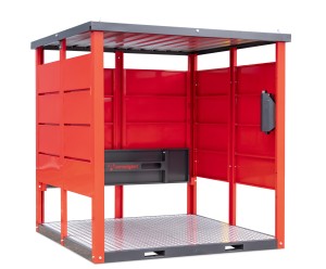 A steel Armorgard heavy-duty site storage unit with a steel construction, secure locking, and a load-rated base.