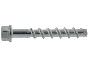 A metal concrete screw anchor with a hex head with a partially threaded shaft and a drill point tip, designed for direct fixing into pre-drilled holes in concrete or masonry.