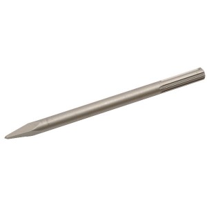 A hardened steel SDS demolition chisel with a wide flat blade, designed for use with SDS rotary hammers to break out tiles, mortar, and concrete.