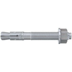 A metal M12 expansion anchor with a threaded shaft, hex nut, and washer, designed for heavy-duty fixing into concrete or masonry surfaces.