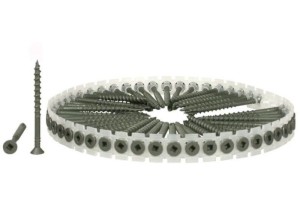A steel decking screw with a twin-start thread and a self-countersinking head, designed for fixing timber decking boards.
