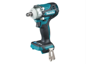 A teal and black Makita cordless impact driver with a 18V motor, a hex-chuck, and variable speed, for high-torque screw driving and fastening.