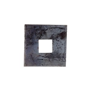 A galvanised M30 flat washer with a central hole for use with a bolt or screw to distribute clamping load and protect the mating surface.,