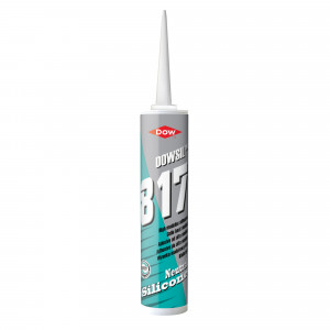 A container of construction adhesive or sealant, displayed against a white background.