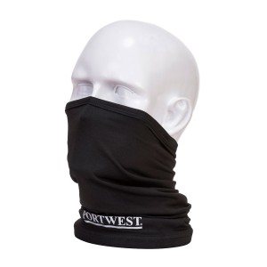 A black workwear garment designed for use on construction sites and in industrial work environments.,