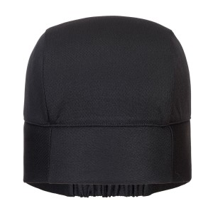 A black workwear garment designed for use on construction sites and in industrial work environments.,