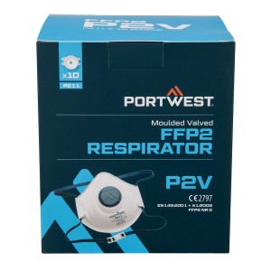 An FFP2-rated disposable dust mask with a moulded face piece and nose wire, offering protection against medium-level dust and particulates.