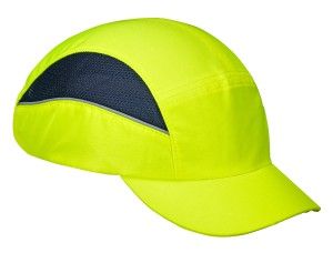 A yellow bump cap with a lightweight internal protective shell, designed to protect against minor head bumps and scrapes.