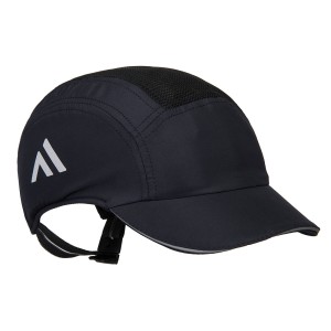 A navy blue bump cap with a lightweight internal protective shell, designed to protect against minor head bumps and scrapes.