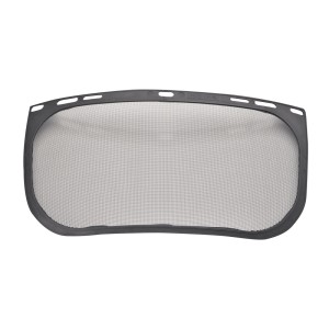 A protective face visor with a clear scratch-resistant polycarbonate shield and adjustable headband, offering full-face protection during grinding or chemical handling.