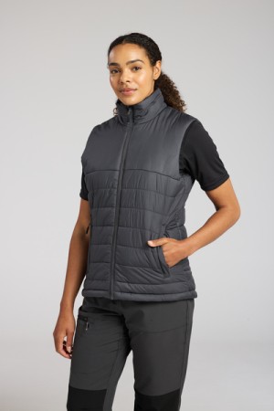 A women's grey safety vest featuring a warm thermal lining, suitable for a wide range of outdoor and site work applications.